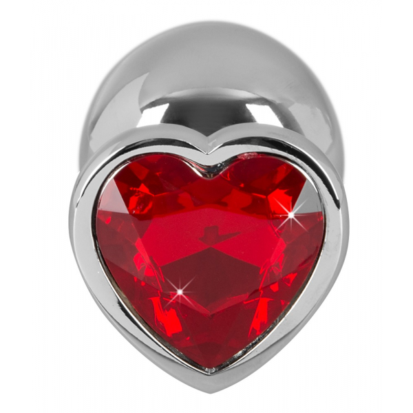 Analni nastavek srebrn z rdečim srcem.