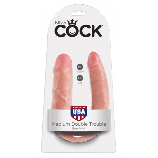 Obojestranski Penis King Cock Double Trouble v embalaži.
