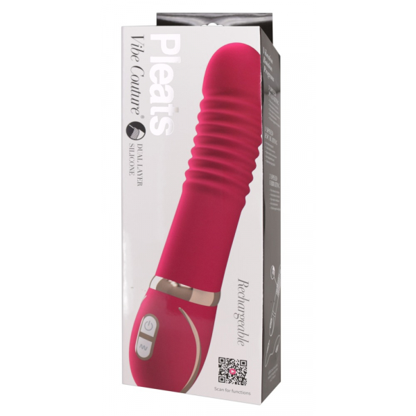 Vibrator roza barve v embalaži.