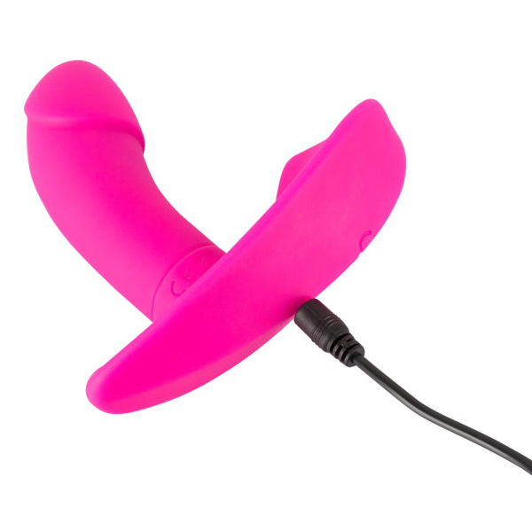 Roza vibrator s kablom za polnjenje.